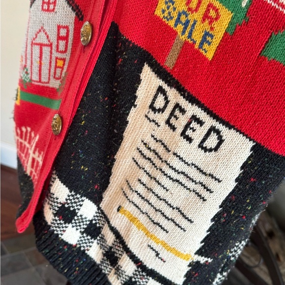 Vintage Kitsch Realtor Sweater Vest Embroidered Deed For Sale Made in USA Artsy - Picture 5 of 9